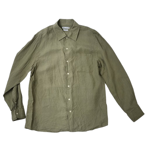 ZARA 린넨 카키 셔츠